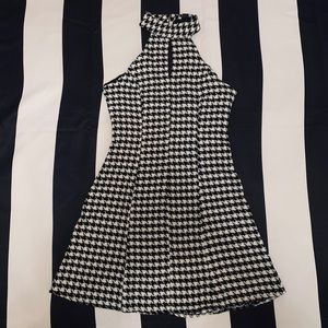60’s style houndstooth mini halter dress